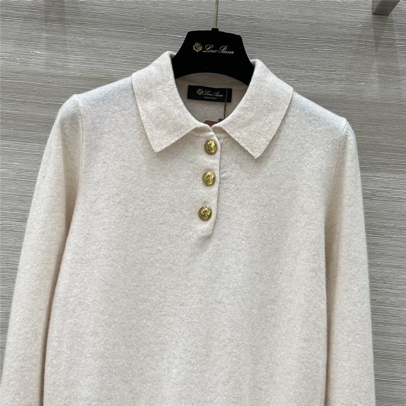 L0r0 P1ana cocooning polo sweatshirt white