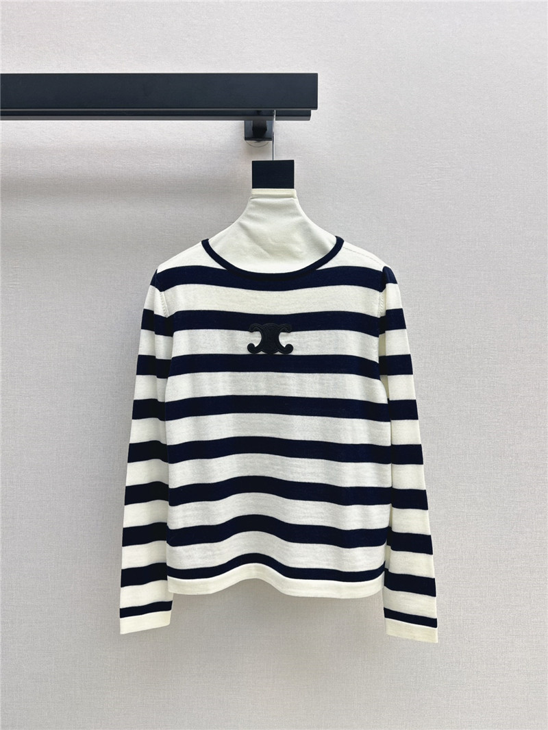 Ce1i*e applique striped wool sweater