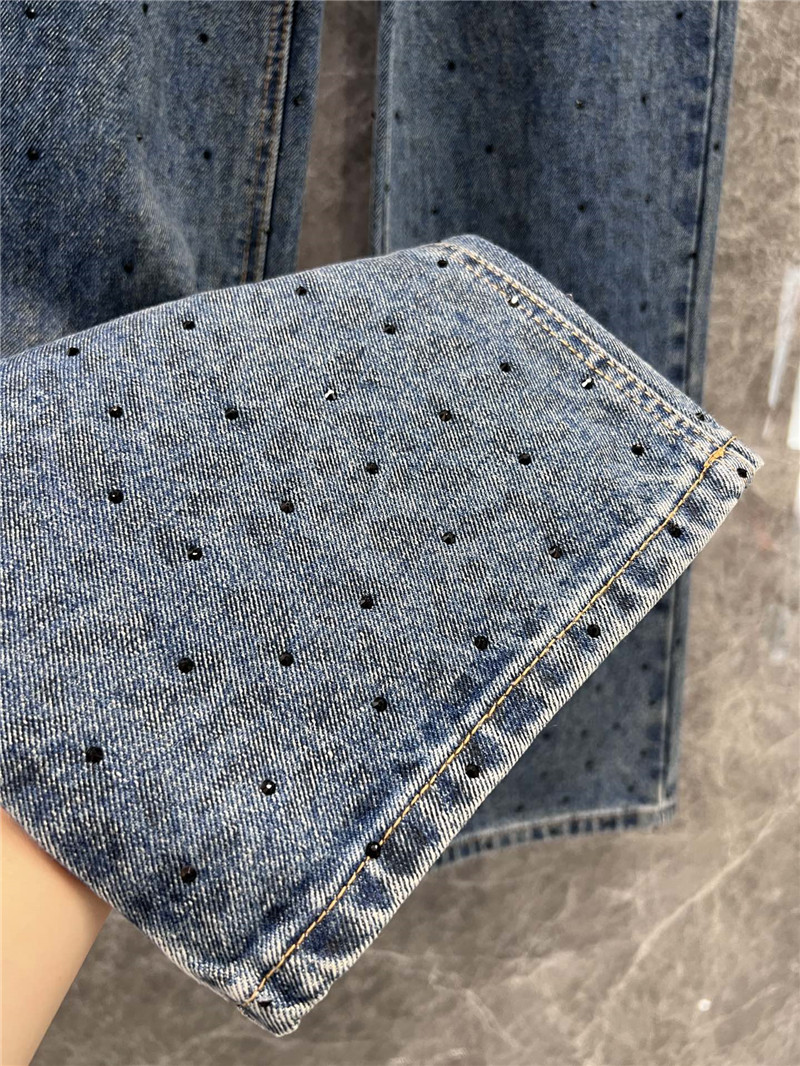 D10r rhinestone denim trousers