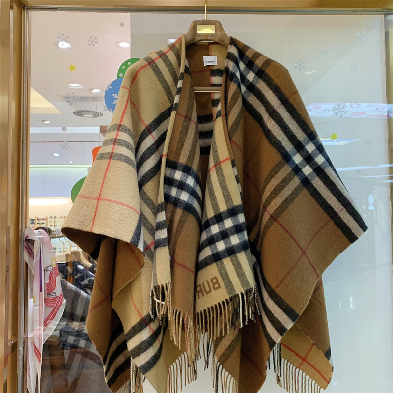 Bv*b*rry check cashmere shawl