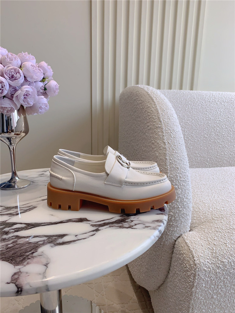 CL Moc Lug White Calf Leather Loafers