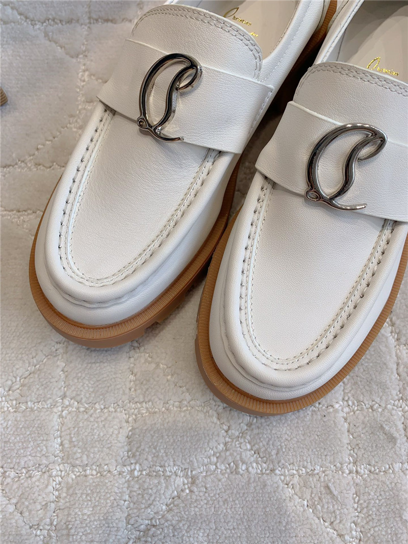 CL Moc Lug White Calf Leather Loafers
