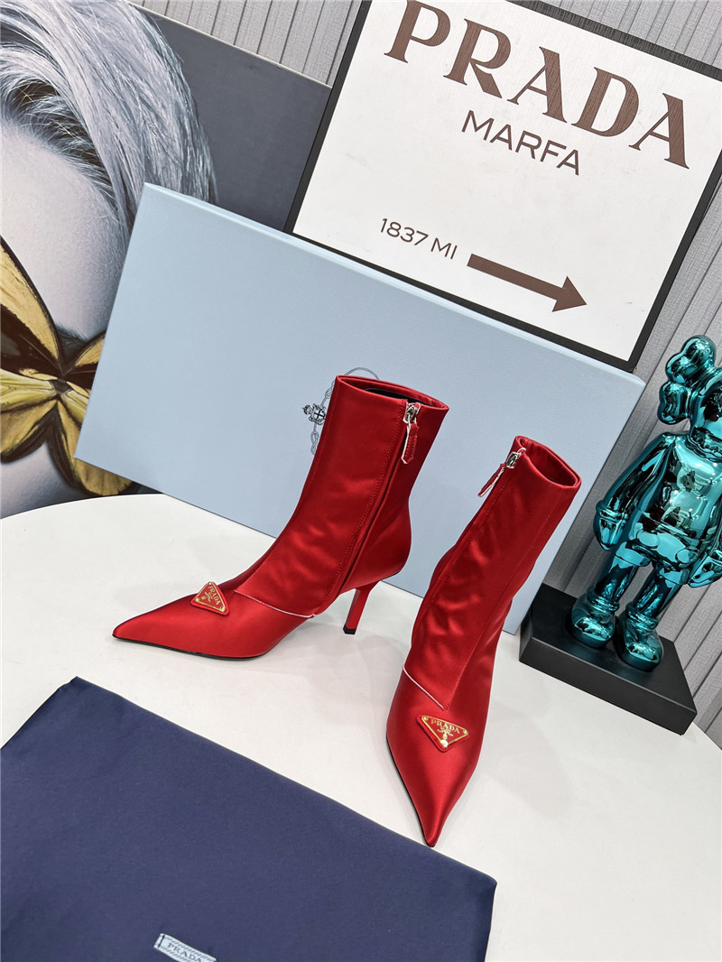 Pra*a red heeled ankle boots