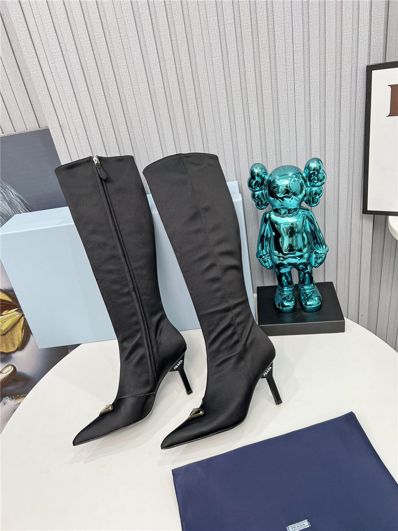 Pra*a black heel knee high boots