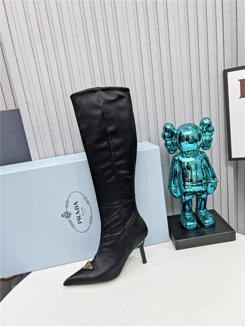 Pra*a black heel knee high boots
