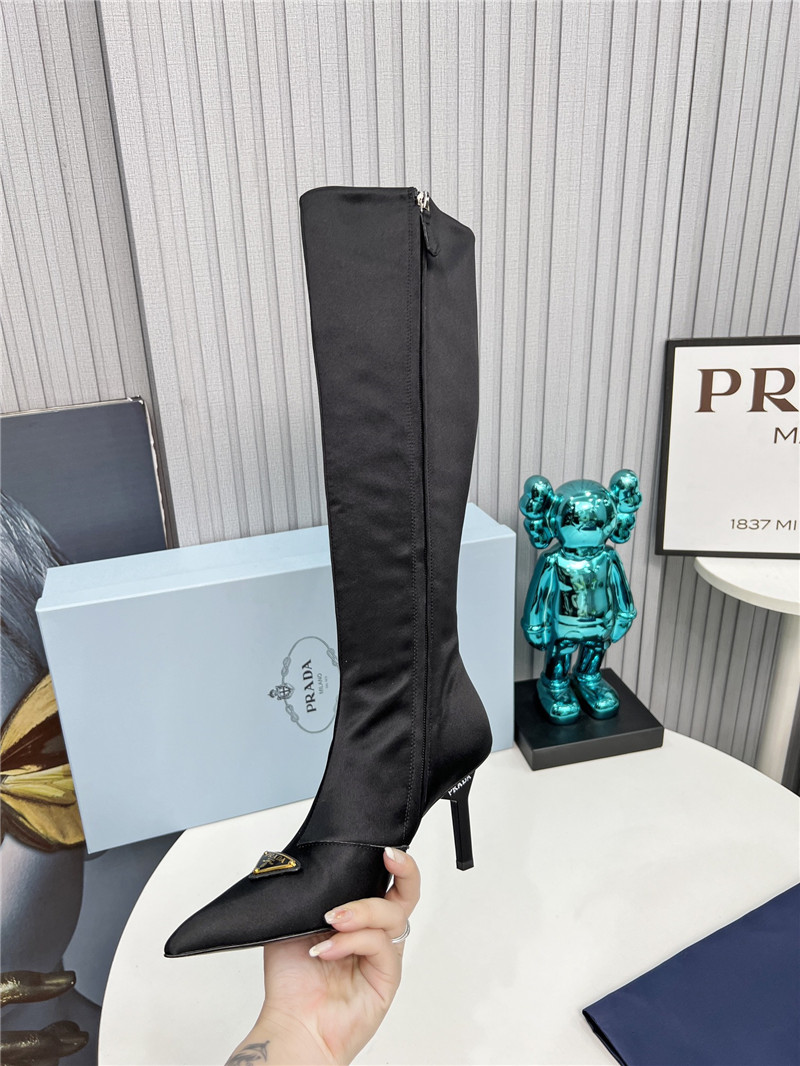 Pra*a black heel knee high boots