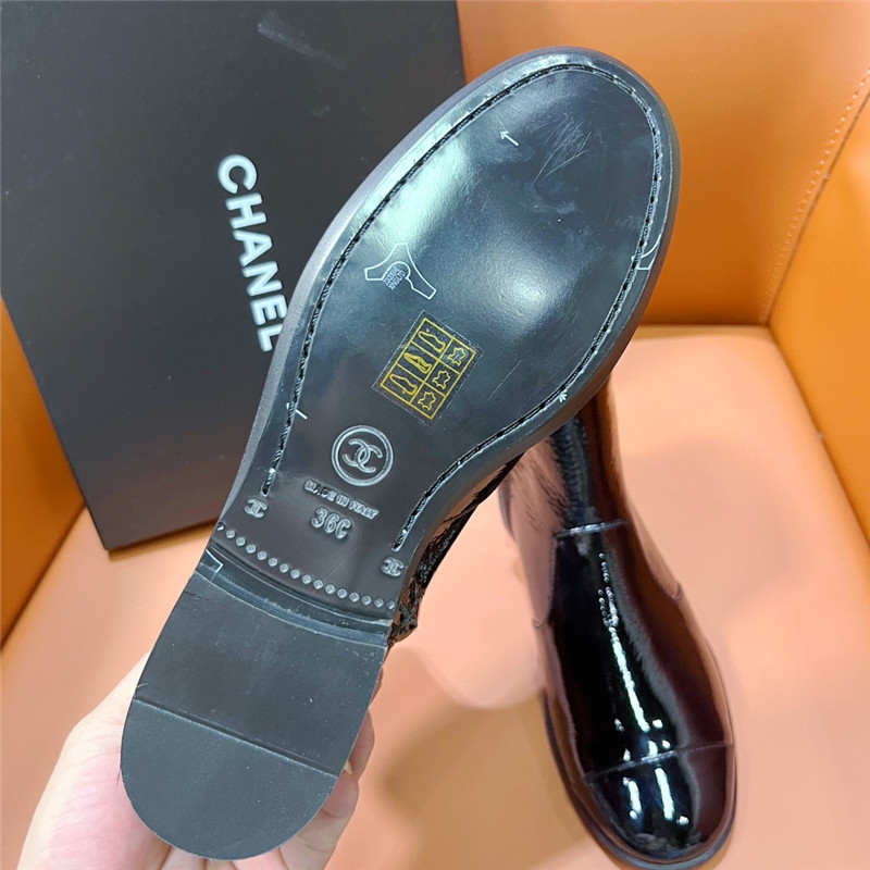 Ch**el patent leather ankle boots