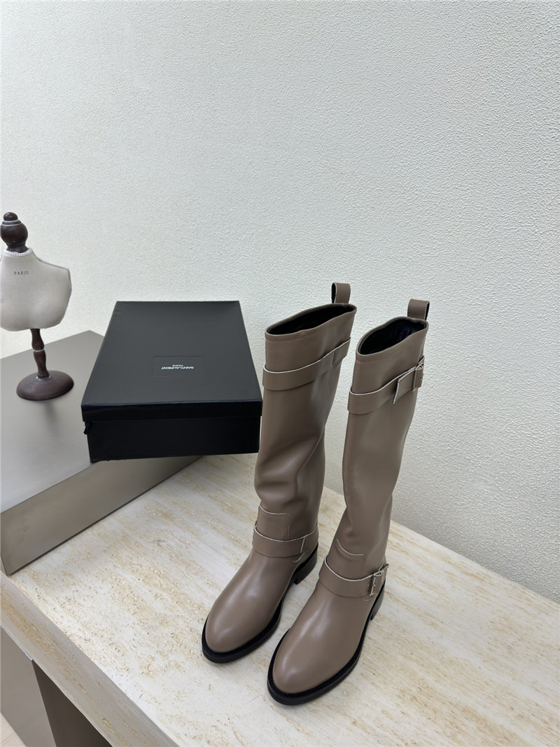 Sa1nt Lau*nt biork leather buckle biker boots