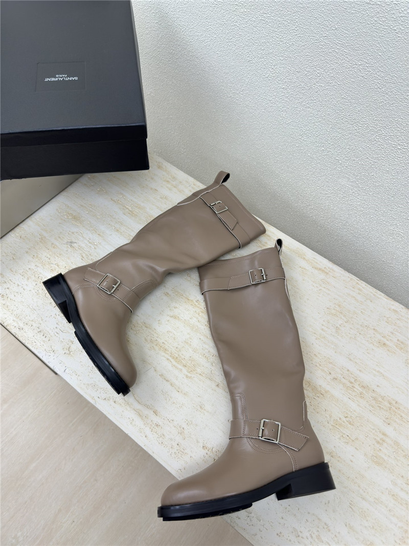 Sa1nt Lau*nt biork leather buckle biker boots