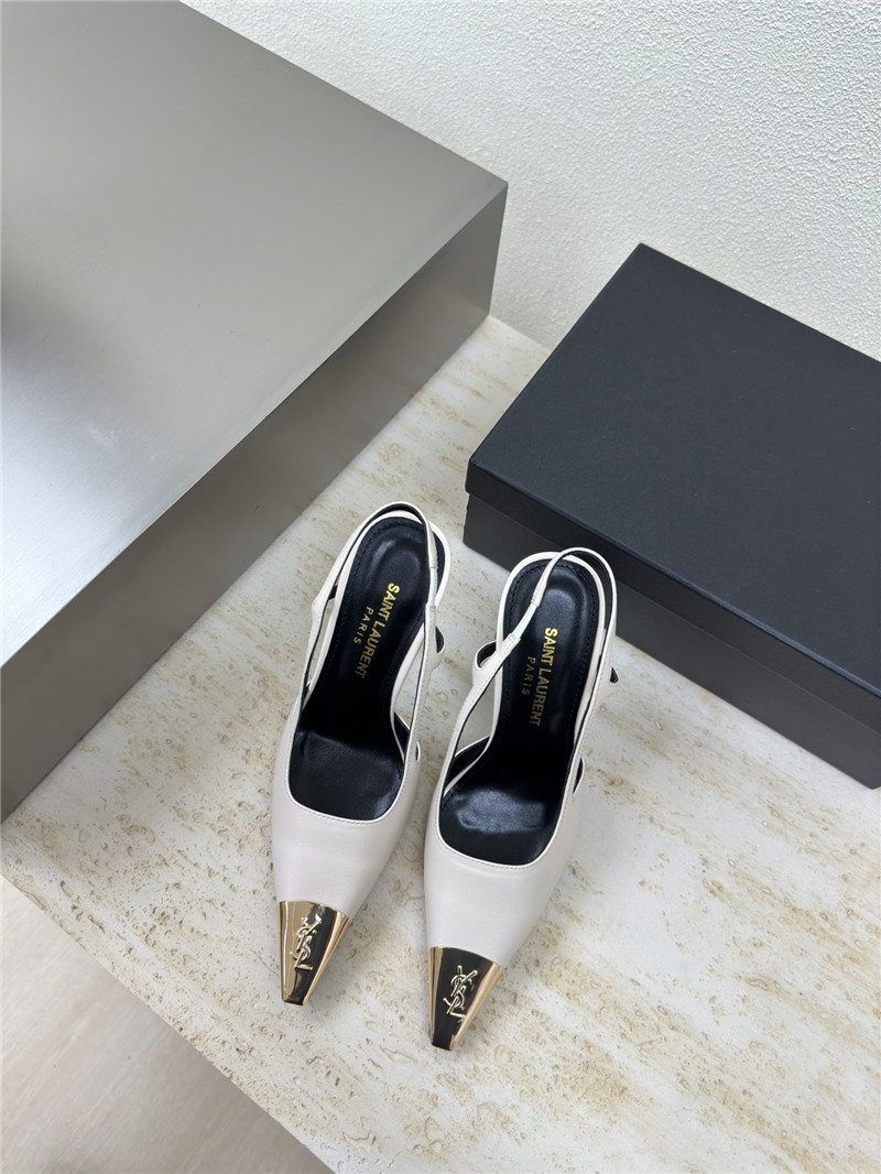 Y51 jeanne slingback pumps white smooth leather