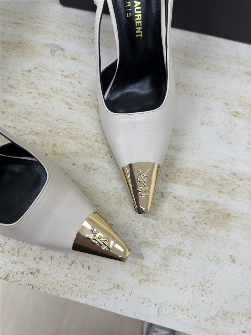 Y51 jeanne slingback pumps white smooth leather