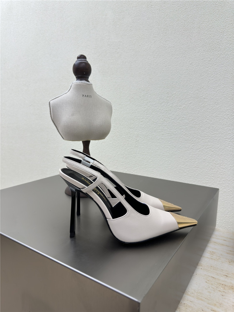 Y51 jeanne slingback pumps white smooth leather