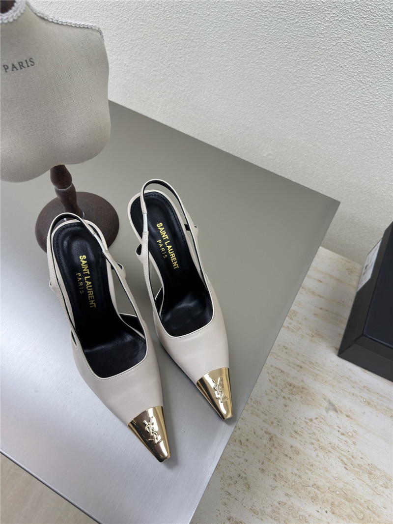 Y51 jeanne slingback pumps white smooth leather