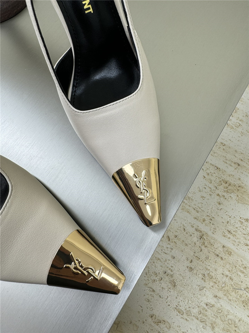 Y51 jeanne slingback pumps white smooth leather