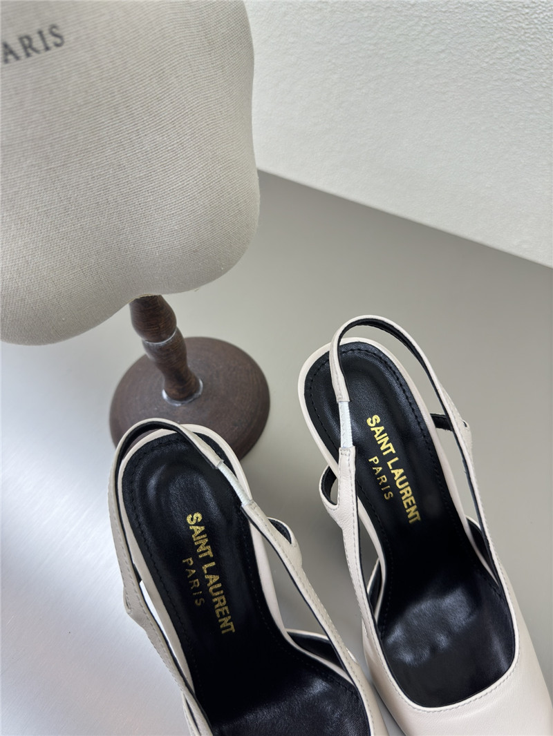 Y51 jeanne slingback pumps white smooth leather