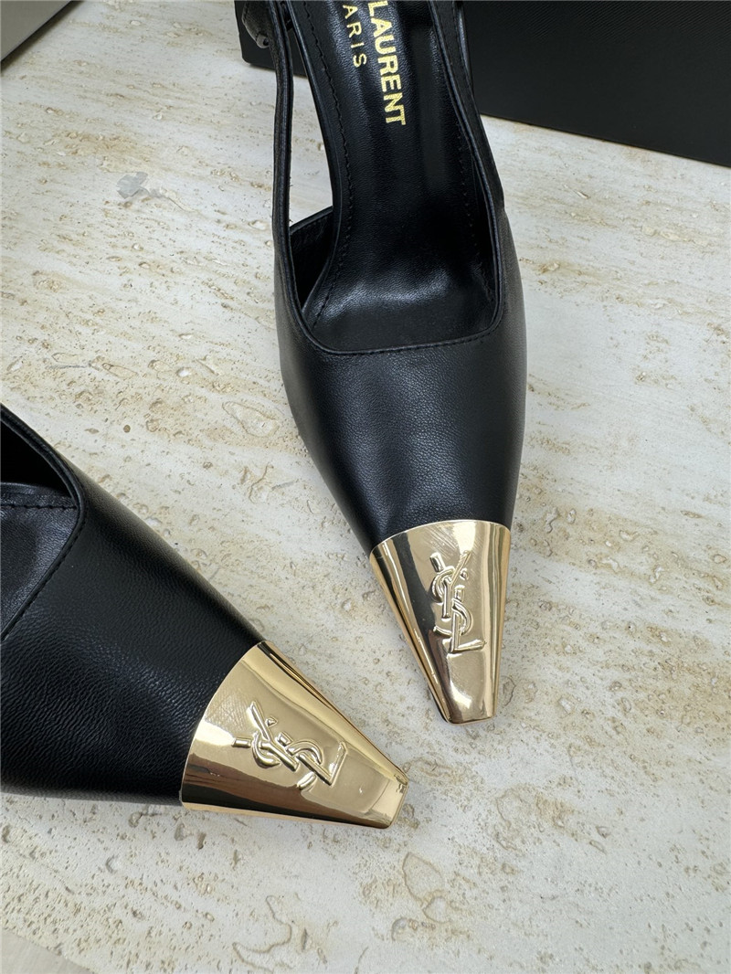 Y51 jeanne slingback pumps black smooth leather