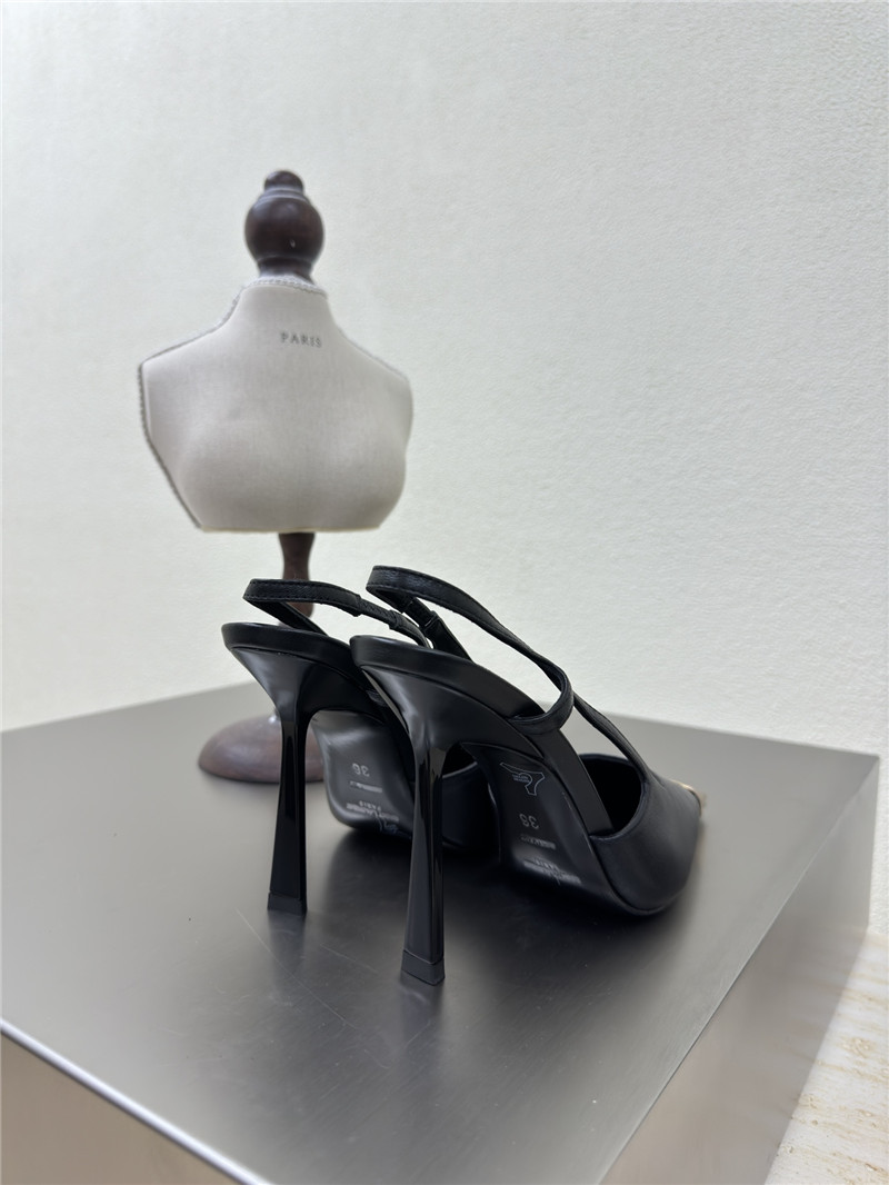 Y51 jeanne slingback pumps black smooth leather