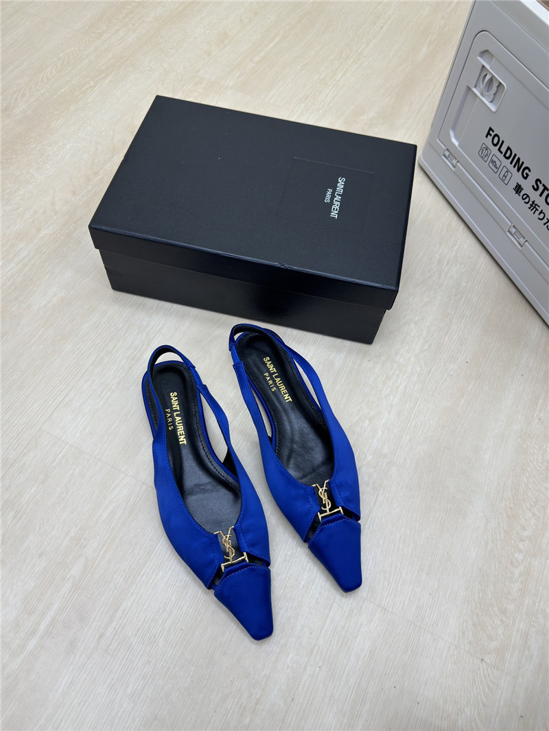 Y51 babylone slingback flats blue satin crepe