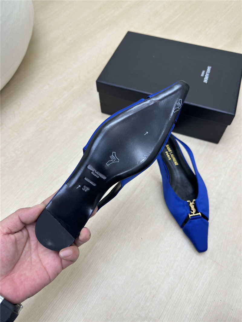 Y51 babylone slingback flats blue satin crepe