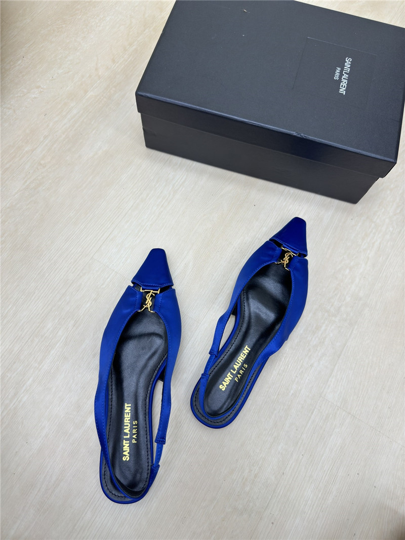 Y51 babylone slingback flats blue satin crepe