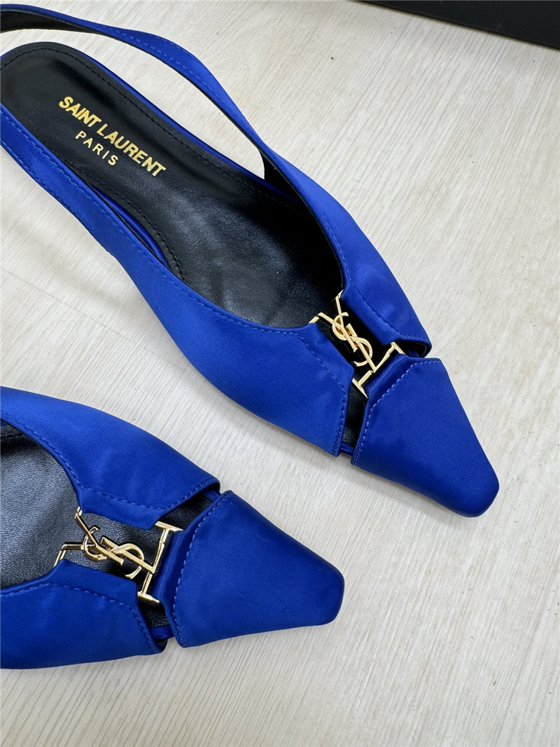 Y51 babylone slingback flats blue satin crepe