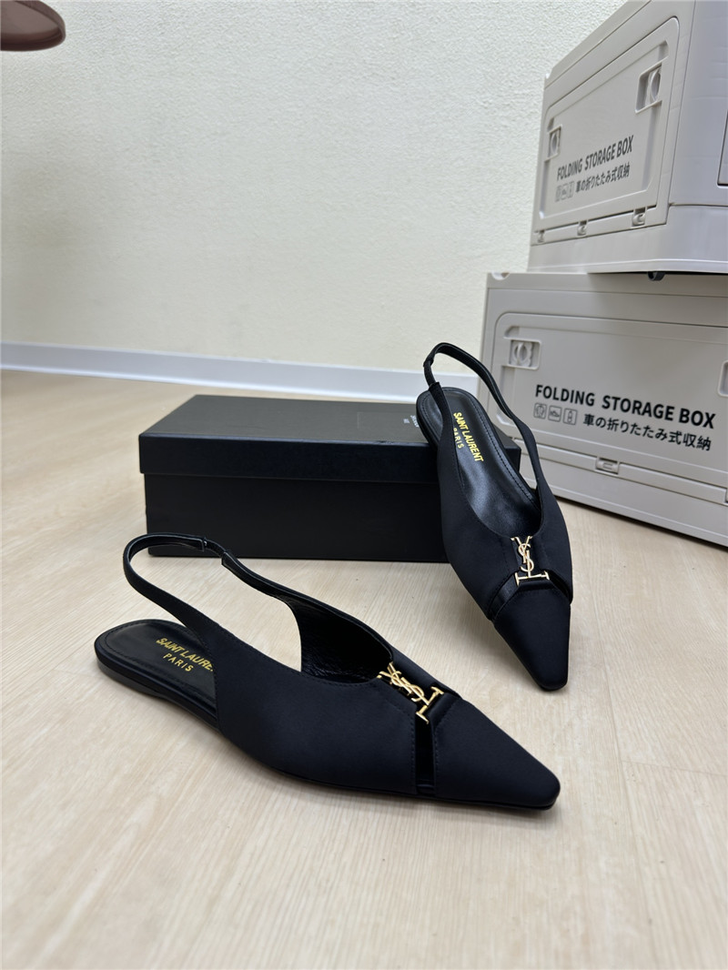 Y51 babylone slingback flats in black satin crepe