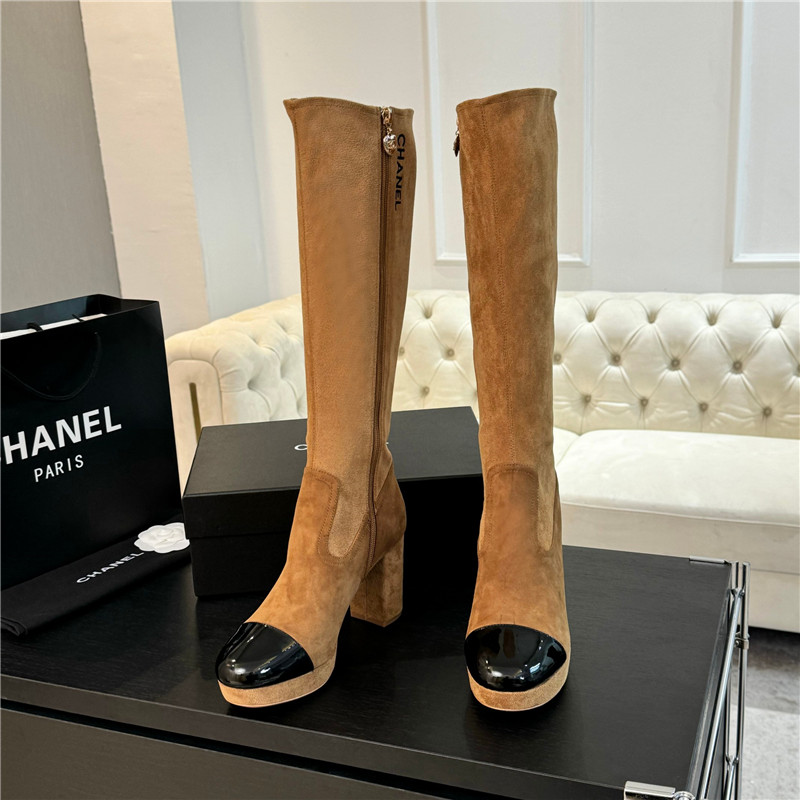 Ch**el suede leather knee high boots