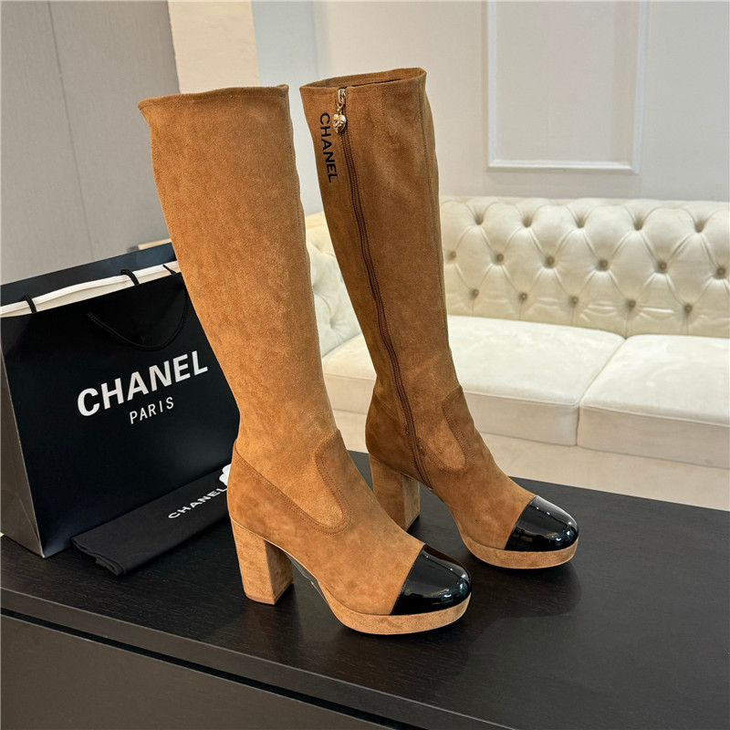 Ch**el suede leather knee high boots