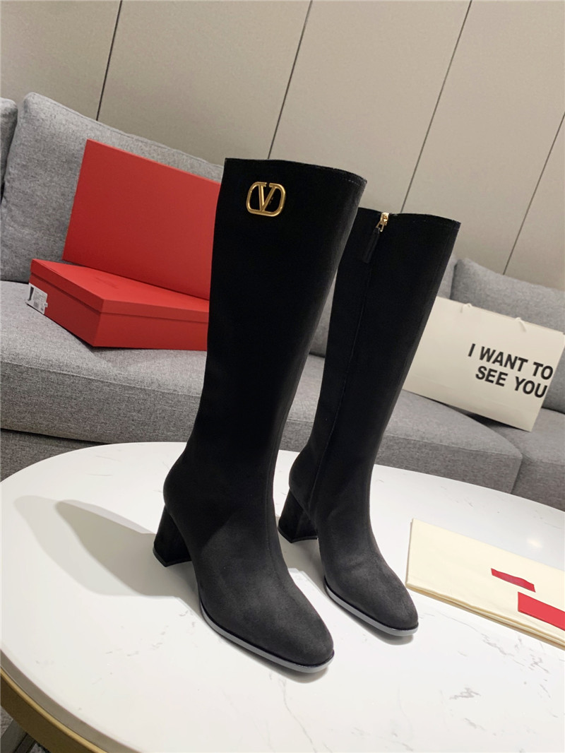 Va1e*ntin0 vlogo signature suede knee-high boots
