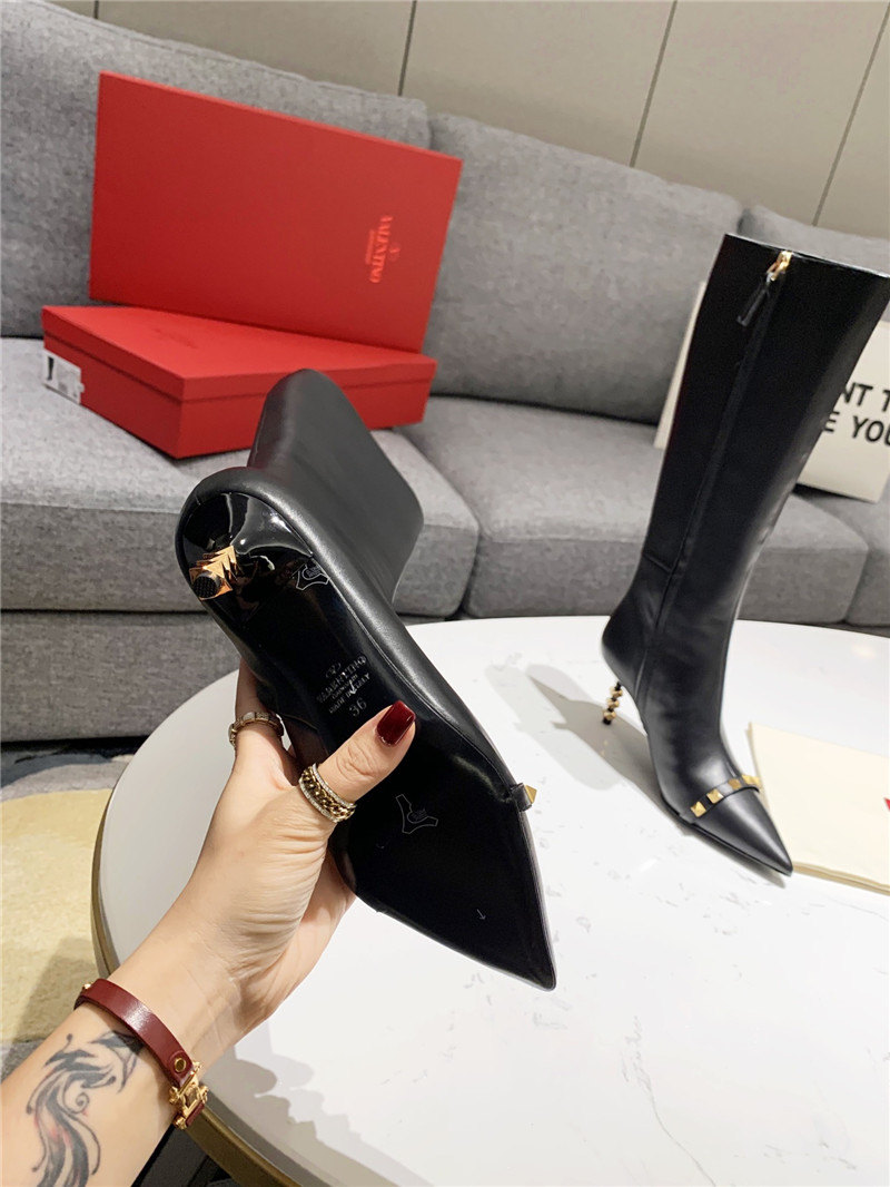 Va1e*ntin0 studded heeled calfskin knee-high boots