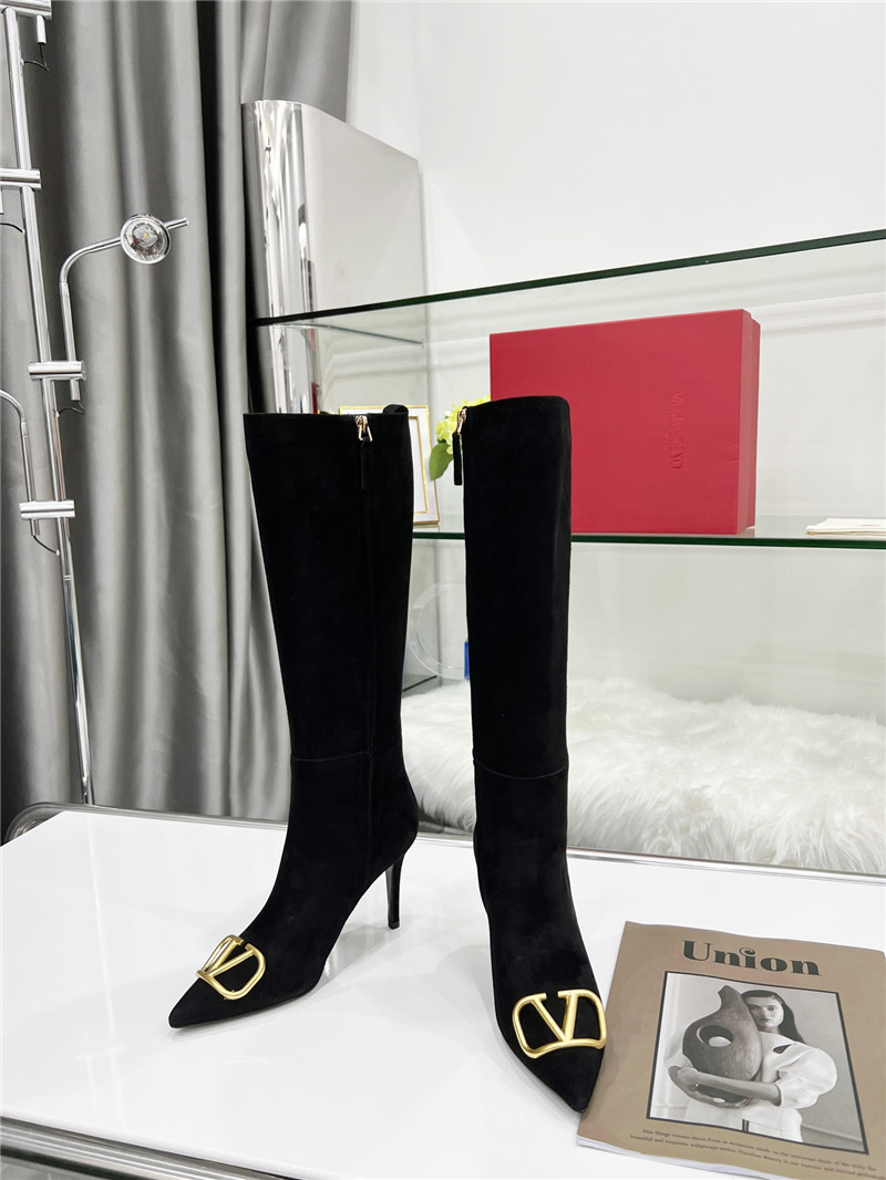 Va1e*ntin0 vlogo heeled suede knee-high boots