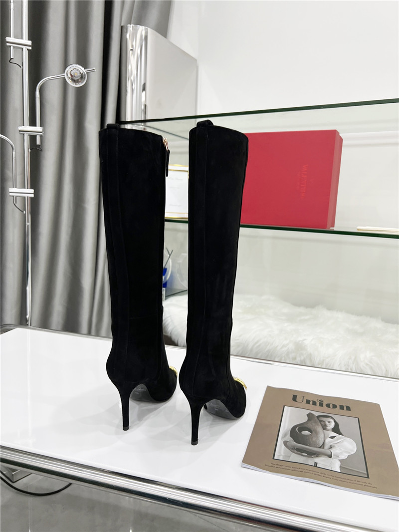 Va1e*ntin0 vlogo heeled suede knee-high boots
