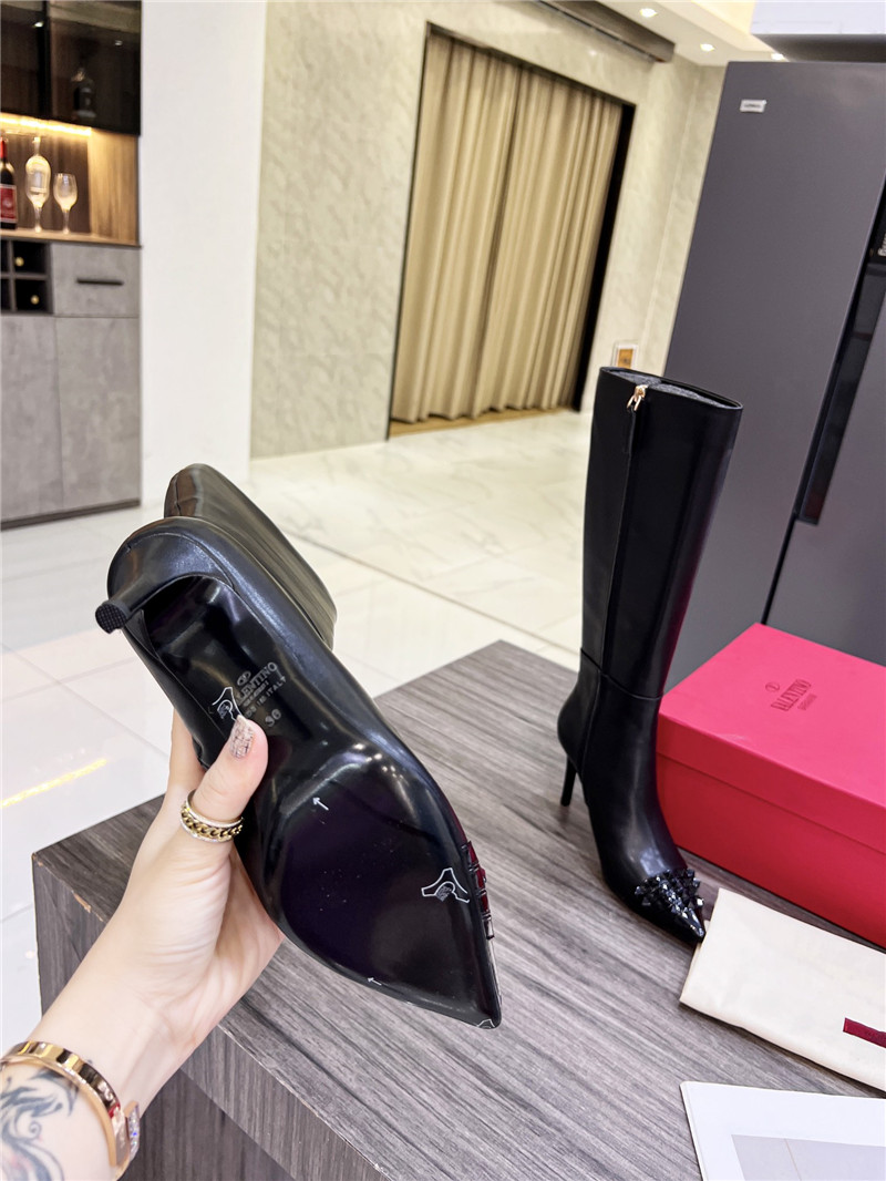 Va1e*ntin0 garavani black shiny stud tall boots