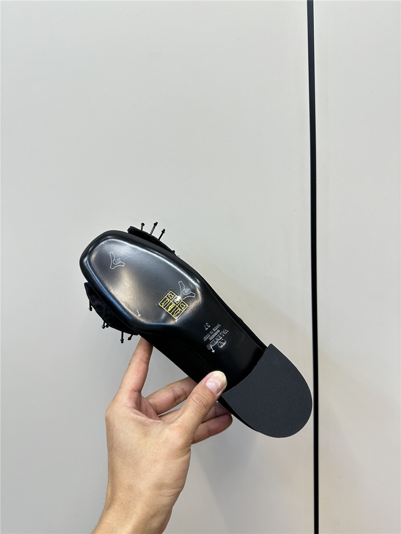 Va1e*ntin0 garavani black fringed bow ballerinas