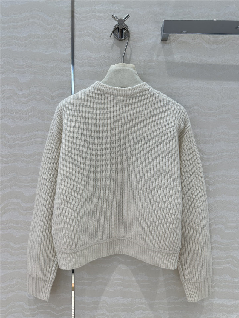 Vanitoo Embellished Rib Knit Sweater in White