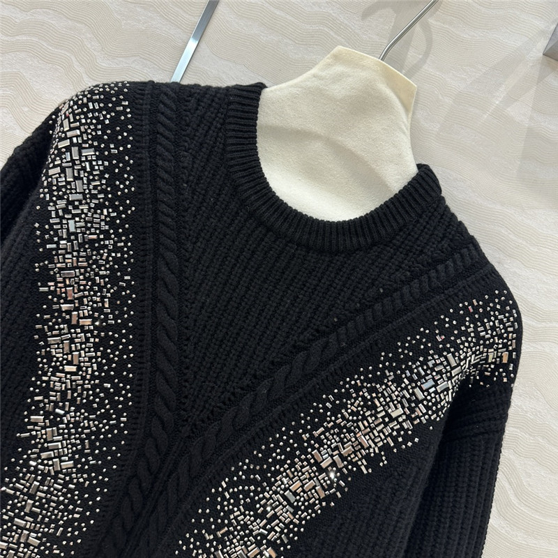 Vanitoo Embellished Rib Knit Sweater Black