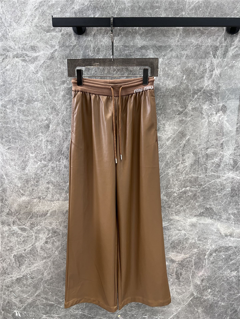 M1um1u casual wide-leg leather pants