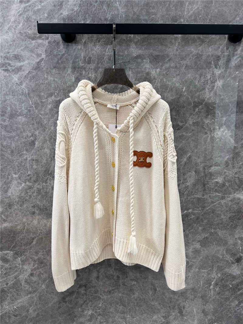 Ce1i*e hooded cable-knit cardigan off-white