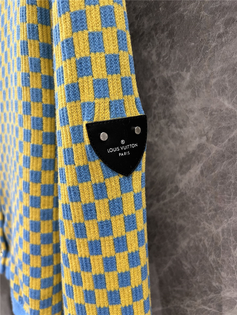 LV Damier Cropped Cardigan in Blue/Yellow