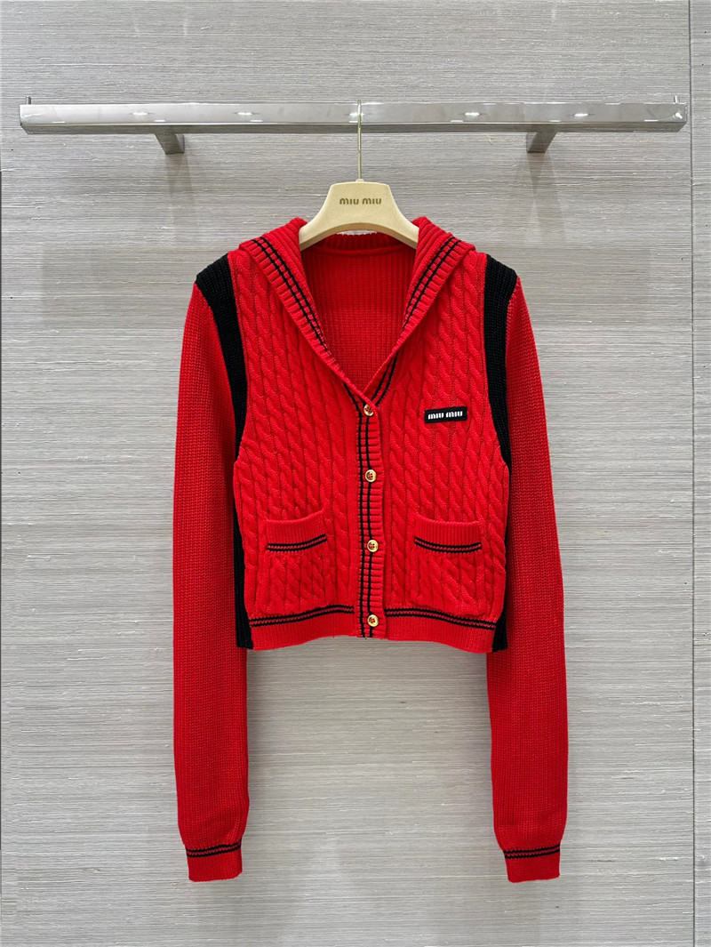 Miu Miu Sailor Collar Cardigan Red