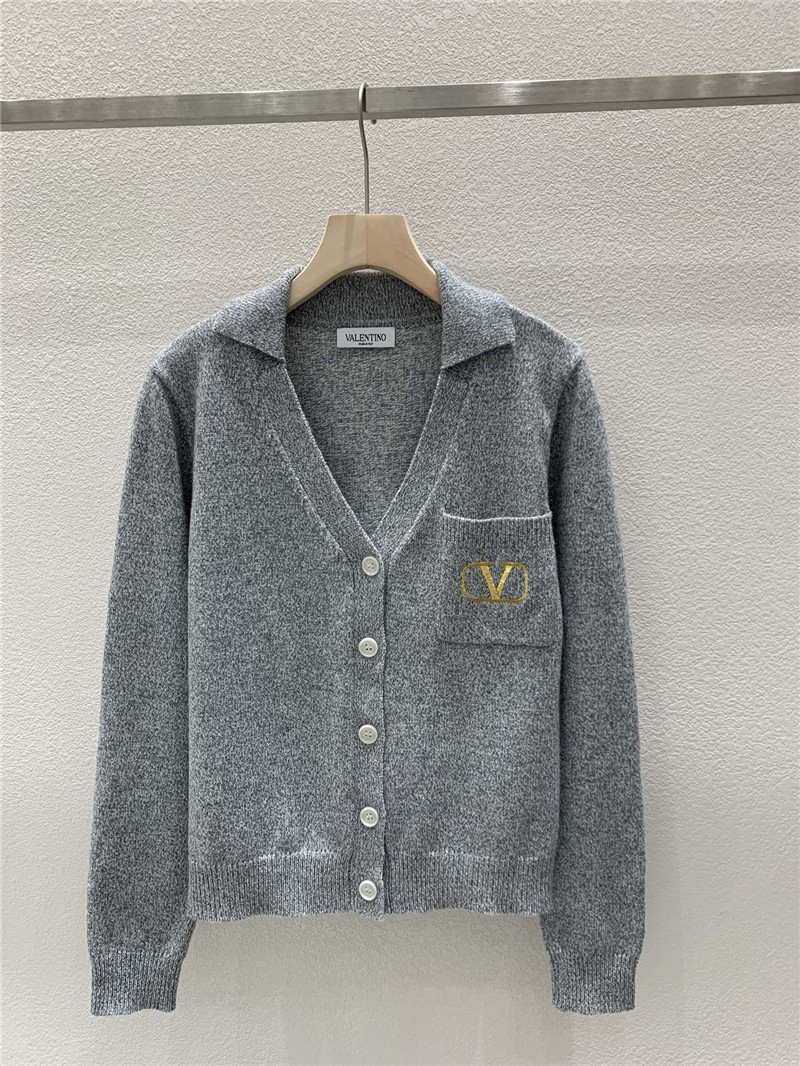 Va1e*ntin0 grey v-neck cardigan with logo