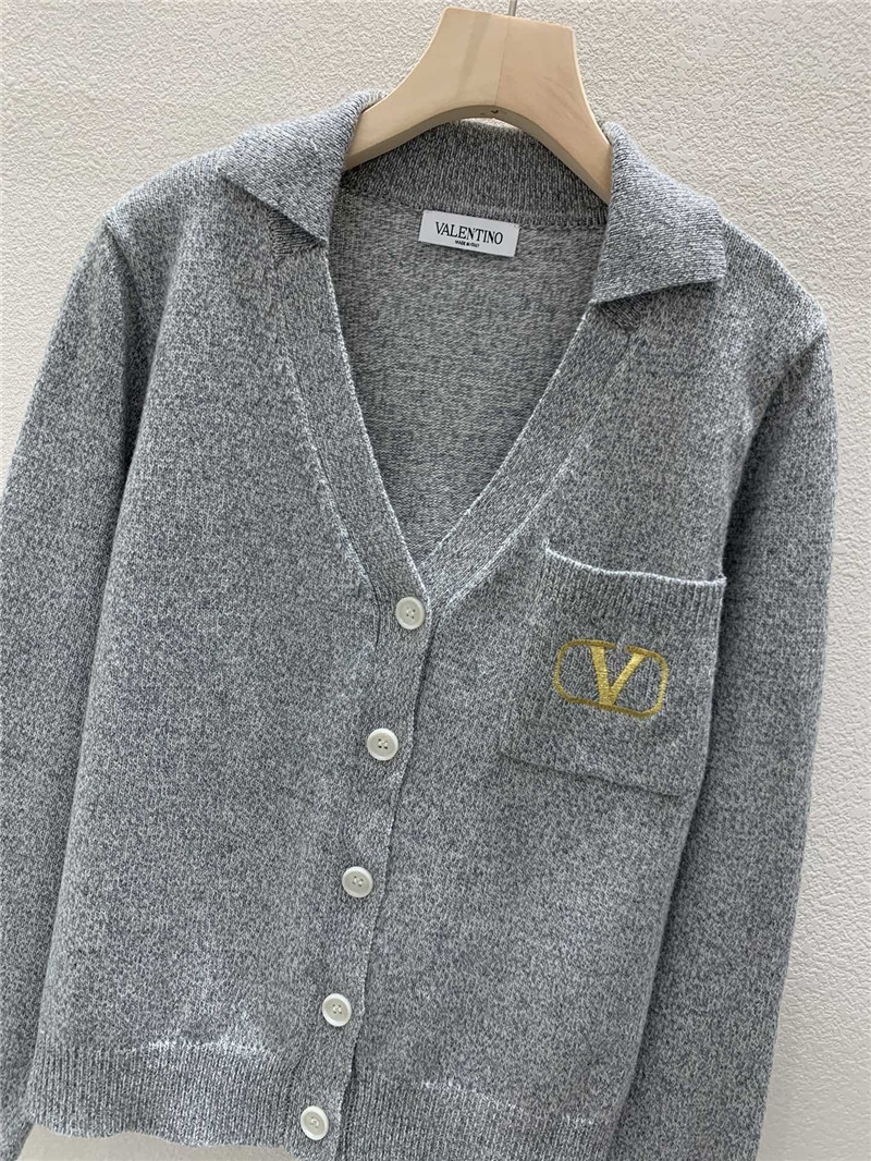 Va1e*ntin0 grey v-neck cardigan with logo