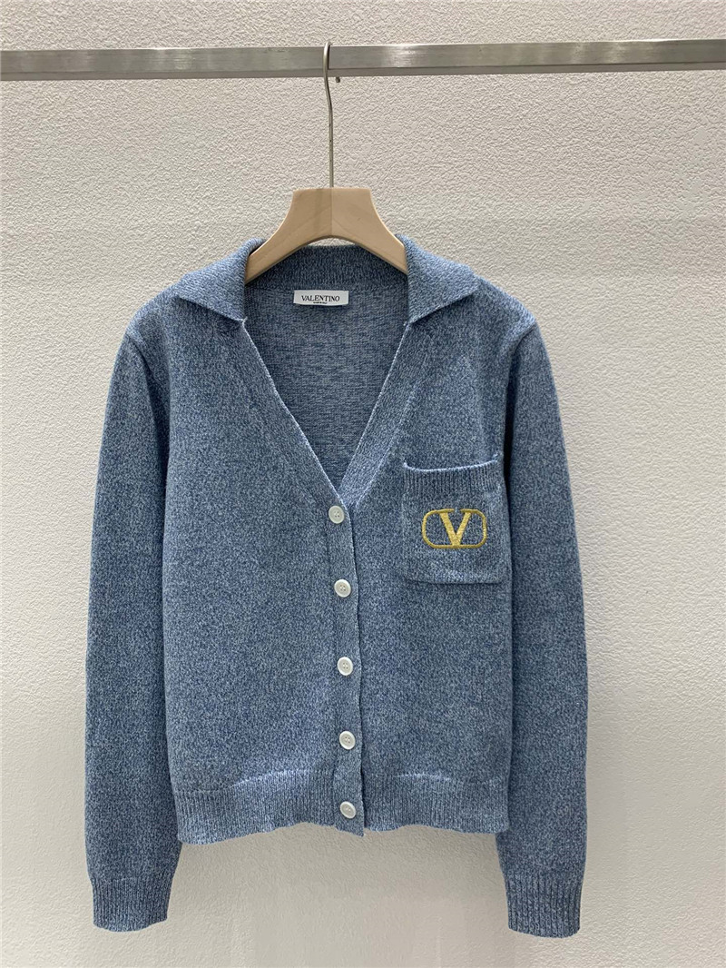 Va1e*ntin0 blue v-neck cardigan with logo