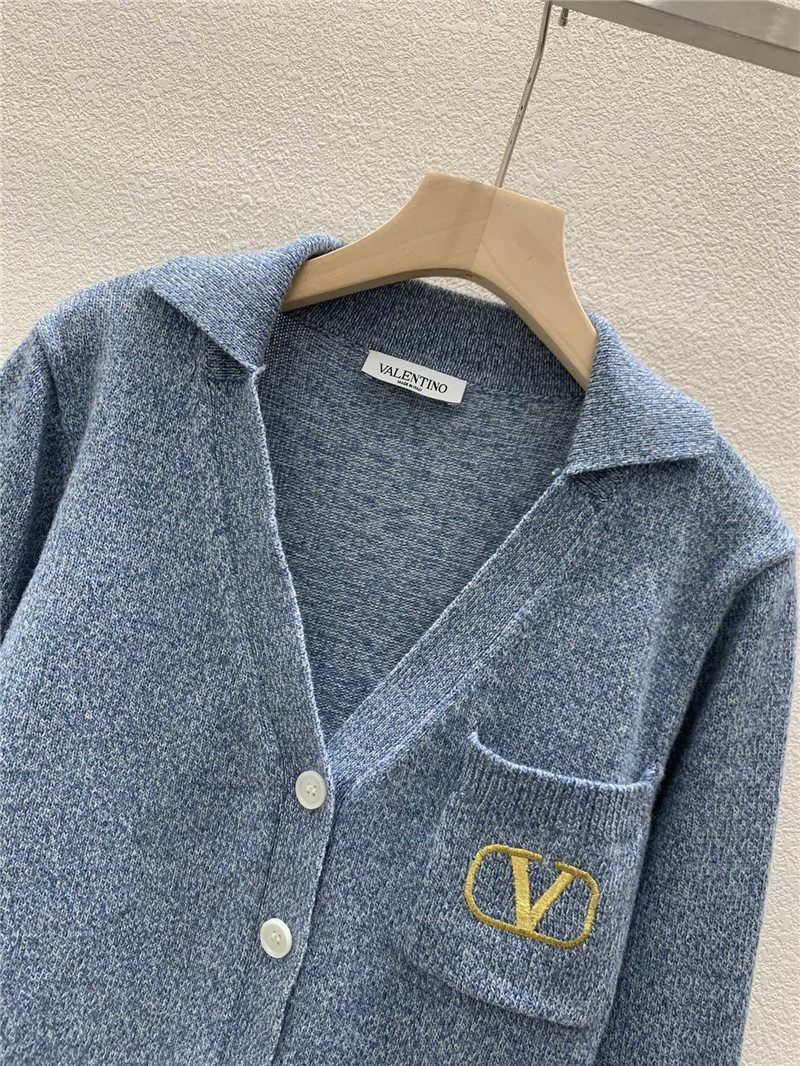 Va1e*ntin0 blue v-neck cardigan with logo