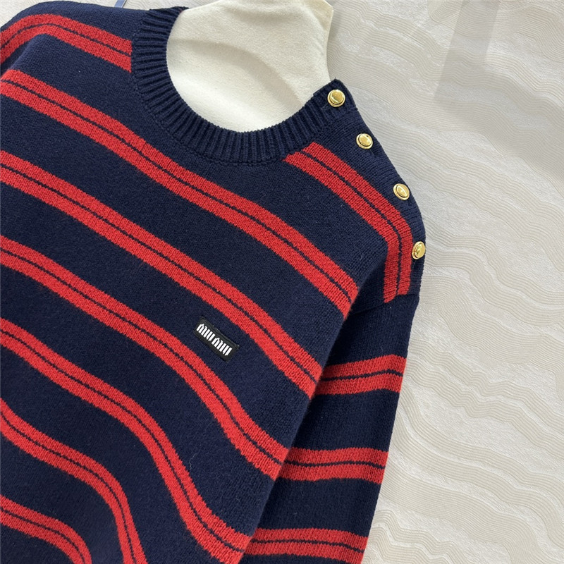 Miu Miu Striped Wool Sweater Red/Navy