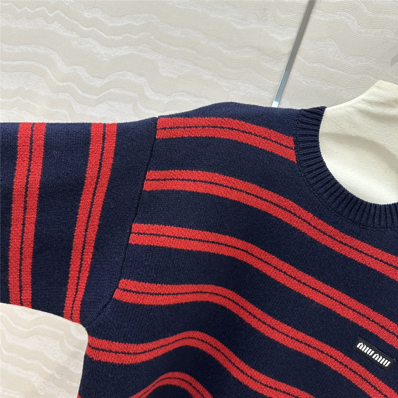 Miu Miu Striped Wool Sweater Red/Navy