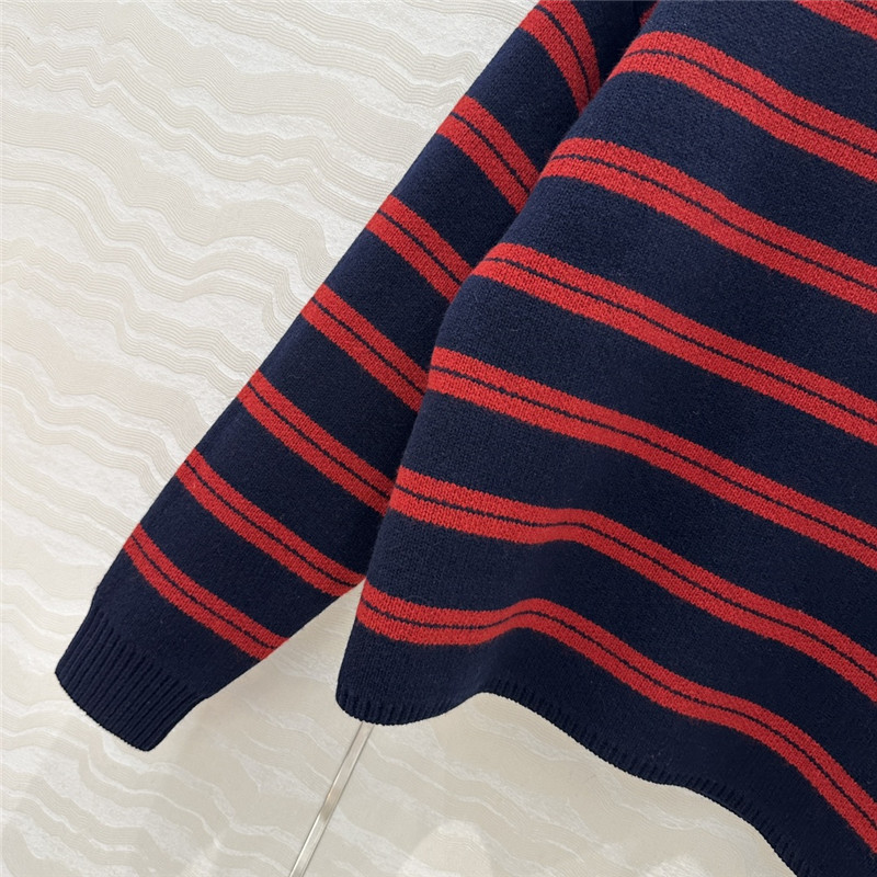 Miu Miu Striped Wool Sweater Red/Navy