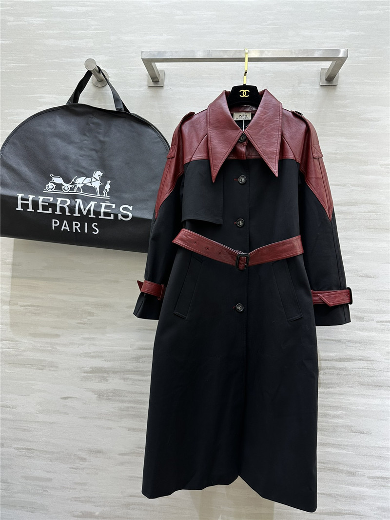 H**me5 leather trench coat