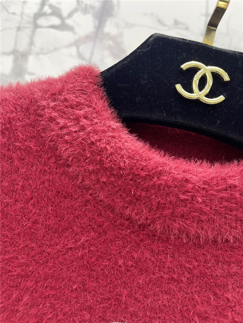 Ch**el fuchsia short sleeve mohair knitted top