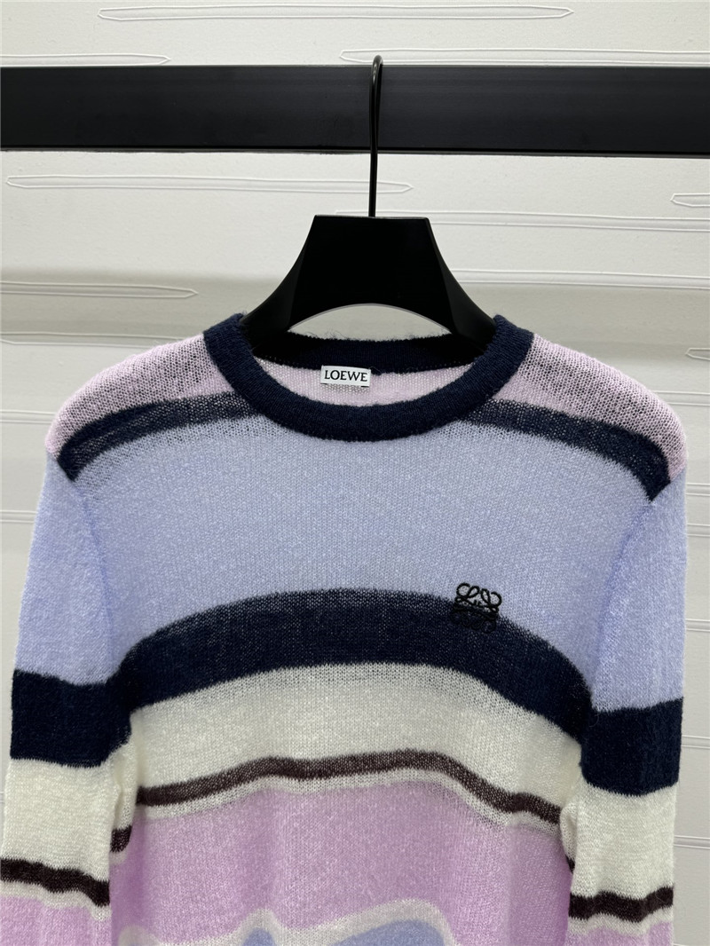L0ew* logo-embroidered striped mohair sweater